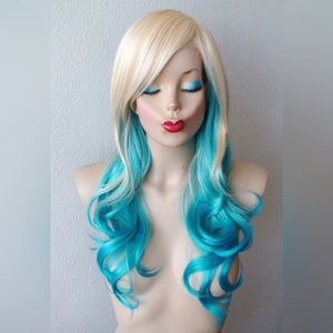 Blonde & Turquoise Ombré Wig Cosplay Costume